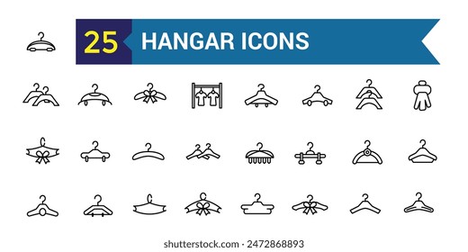 Hanger icons set. Outline set of hanger vector icons for ui design. Outline icon collection. Editable stroke.