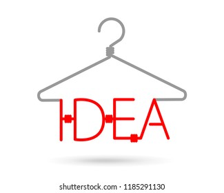 Hanger of "Idea" sign and symbol. Vector illustration.