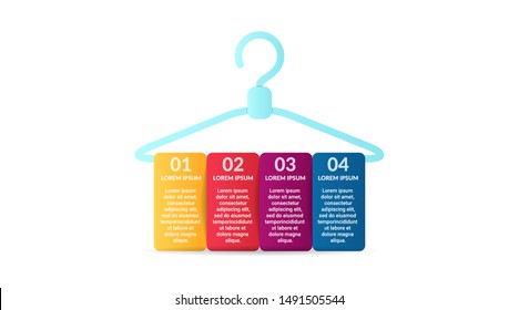 hanger Infographic design with options or list. Infographic of fashion business concept for presentations, banner, workflow layout, process diagram, flow chart and how it work
