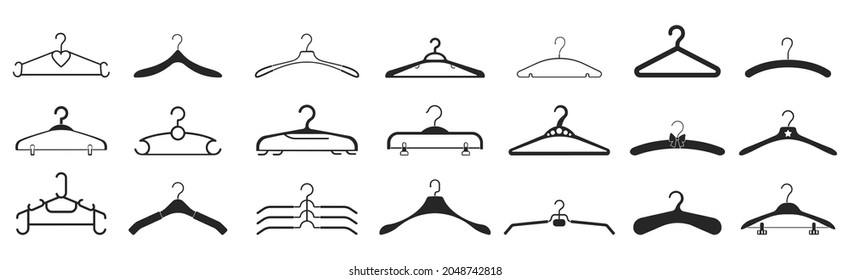 Hanger isolated black set icon. black vector set icon cloth equipment. Vector illustration hanger on white background.