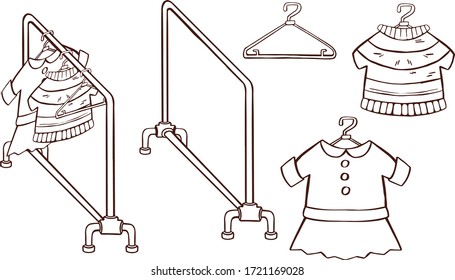 Hanger isolated cartoon set icon. Cartoon vector set icon cloth equipment. Vector illustration hanger on white background 02