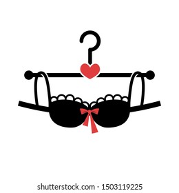 Hanger lace bra. Isolated vector illustration