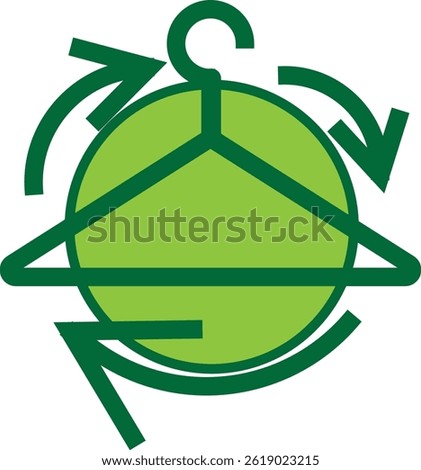 Hanger life cycle icon representing the various stages of a hanger's use, from production to recycling or disposal, designed in a modern and illustrative style for sustainability, recycling, or enviro