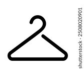 Hanger line black icon isolated on white background. Wardrobe sign, clothes rack symbol or cloakroom pictogram. Vector illustration.