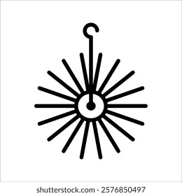 Hanger line black icon isolated on white background. Wardrobe sign, clothes rack symbol or cloakroom pictogram. Vector illustration.