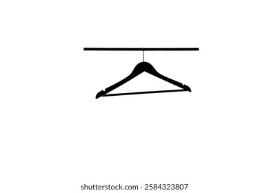 Hanger line black icon isolated on white background. Wardrobe sign, clothes rack symbol or cloakroom pictogram. The hanger icon. Coat rack symbol. Flat Vector illustration Vector illustration.