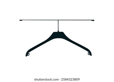 Hanger line black icon isolated on white background. Wardrobe sign, clothes rack symbol or cloakroom pictogram. The hanger icon. Coat rack symbol. Flat Vector illustration Vector illustration.