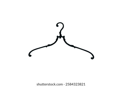 Hanger line black icon isolated on white background. Wardrobe sign, clothes rack symbol or cloakroom pictogram. The hanger icon. Coat rack symbol. Flat Vector illustration Vector illustration.