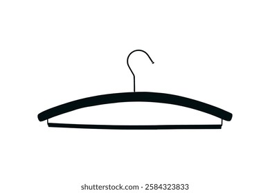 Hanger line black icon isolated on white background. Wardrobe sign, clothes rack symbol or cloakroom pictogram. The hanger icon. Coat rack symbol. Flat Vector illustration Vector illustration.