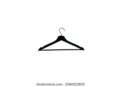 Hanger line black icon isolated on white background. Wardrobe sign, clothes rack symbol or cloakroom pictogram. The hanger icon. Coat rack symbol. Flat Vector illustration Vector illustration.