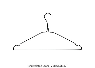 Hanger line black icon isolated on white background. Wardrobe sign, clothes rack symbol or cloakroom pictogram. The hanger icon. Coat rack symbol. Flat Vector illustration Vector illustration.