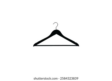 Hanger line black icon isolated on white background. Wardrobe sign, clothes rack symbol or cloakroom pictogram. The hanger icon. Coat rack symbol. Flat Vector illustration Vector illustration.