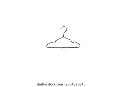 Hanger line black icon isolated on white background. Wardrobe sign, clothes rack symbol or cloakroom pictogram. The hanger icon. Coat rack symbol. Flat Vector illustration Vector illustration.