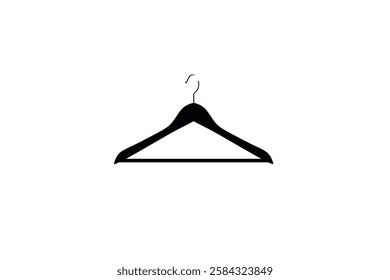 Hanger line black icon isolated on white background. Wardrobe sign, clothes rack symbol or cloakroom pictogram. The hanger icon. Coat rack symbol. Flat Vector illustration Vector illustration.