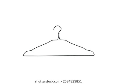 Hanger line black icon isolated on white background. Wardrobe sign, clothes rack symbol or cloakroom pictogram. The hanger icon. Coat rack symbol. Flat Vector illustration Vector illustration.