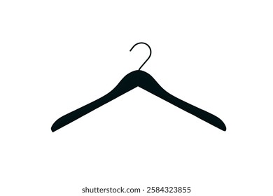 Hanger line black icon isolated on white background. Wardrobe sign, clothes rack symbol or cloakroom pictogram. The hanger icon. Coat rack symbol. Flat Vector illustration Vector illustration.