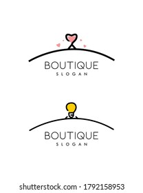 Hanger logo vector for fashion brand design. Icon for clothing and apparel seller, suplier, shop or store market. Modern high end design illustration. Apply to web site, social media page, badge stamp