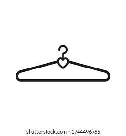 Percha con icono de amor ilustración de signo vectorial diseño de moda. sobre fondo en blanco