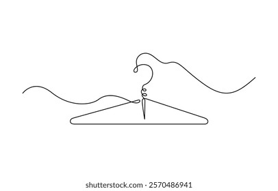 Hanger one line continuous. Line art hanger. Hand drawn vector art. Continuous line hangers illustration. One line minimal drawing design.