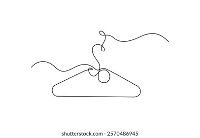 Hanger one line continuous. Line art hanger. Hand drawn vector art. Continuous line hangers illustration. One line minimal drawing design.