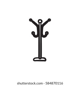 Hanger for outer clothing vector sketch icon isolated on background. Hand drawn Hanger for outer clothing icon. Hanger for outer clothing sketch icon for infographic, website or app.