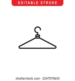 Hanger Outline Icon. Hanger Line Art Logo. Vector Illustration. Isolated on White Background. Editable Stroke