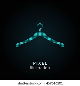 Hanger - pixel icon. Vector Illustration. Design logo element. Isolated on black background. It is easy to change to any color.