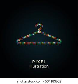 Hanger - pixel icon. Vector Illustration. Design logo element. Isolated on black background. It is easy to change to any color.