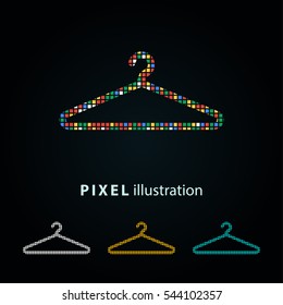 Hanger - pixel icon. Vector Illustration. Design logo element. Isolated on black background. It is easy to change to any color.