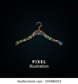 Hanger - pixel icon. Vector Illustration. Design logo element. Isolated on black background. It is easy to change to any color.