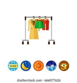Hanger rack with warm women clothes icon