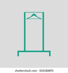 Hanger rail icon. Gray background with green. Vector illustration.
