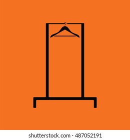 Hanger rail icon. Orange background with black. Vector illustration.