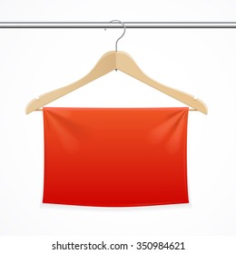 Hanger Red Fabric Banner Background. Vector illustration
