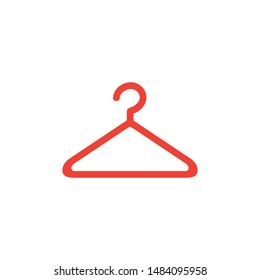 Hanger Red Icon On White Background. Red Flat Style Vector Illustration.