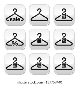 Sale clothes hanger blue tag background Royalty Free Vector