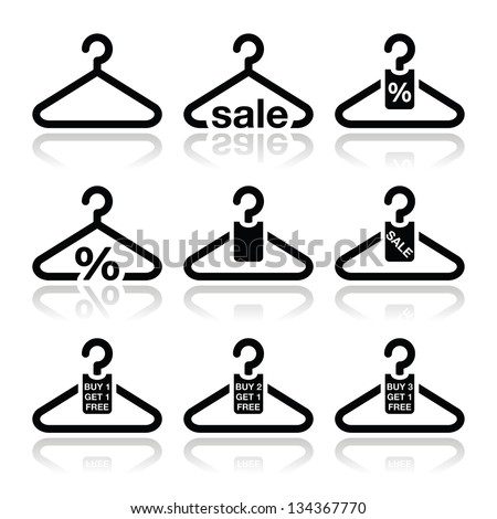 Hanger, sale, buy 1 get 1 free icons set