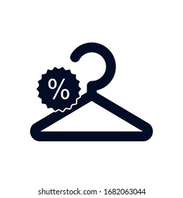 hanger and sale stamp silhouette style icon design of Shopping commerce market store shop retail buy paying banking and consumerism theme Vector illustration