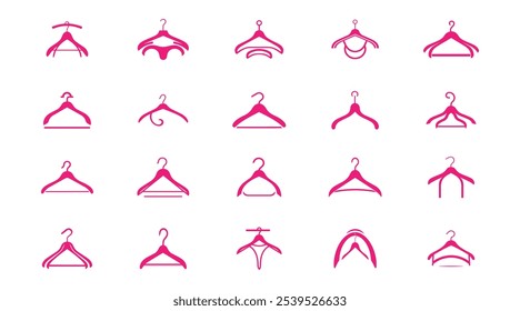 Hanger definir ícone de logotipo vetor, coleção de cabides isolados no fundo branco