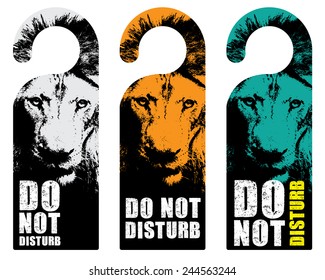 hanger sign do not disturb with lion background