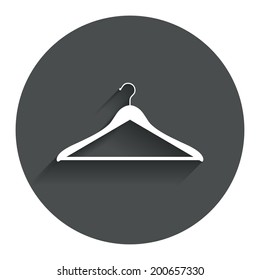 Hanger sign icon. Cloakroom symbol. Circle flat button with shadow. Modern UI website navigation. Vector