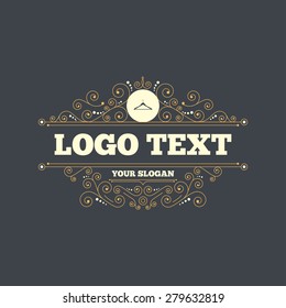 Hanger sign icon. Cloakroom symbol. Flourishes calligraphic ornament. Vector