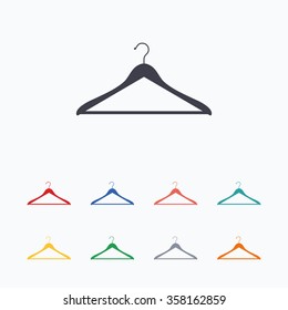 Hanger sign icon. Cloakroom symbol. Colored flat icons on white background.