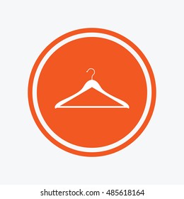 Hanger sign icon. Cloakroom symbol. Graphic design element. Flat hanger symbol on the round button. Vector