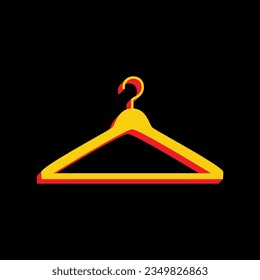 Hanger sign illustration. 3D Extruded Yellow Icon with Red Sides a Black background. Illustration.