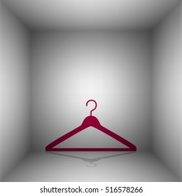 Hanger sign illustration. Bordo icon with shadow in the room.