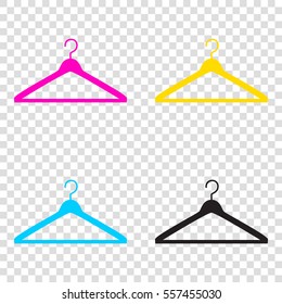 Hanger sign illustration. CMYK icons on transparent background. Cyan, magenta, yellow, key, black.