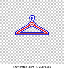 Hanger sign illustration. Red, white and contour icon at transparent background. Illustration.