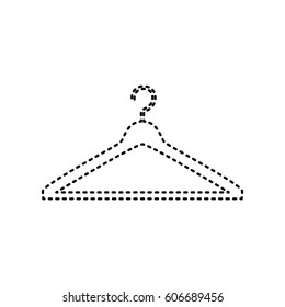 Hanger sign illustration. Vector. Black dashed icon on white background. Isolated.