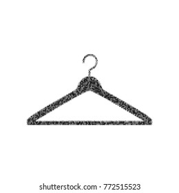 Hanger sign illustration. Vector. Black icon from many ovelapping circles with random opacity on white background. Noisy. Isolated.